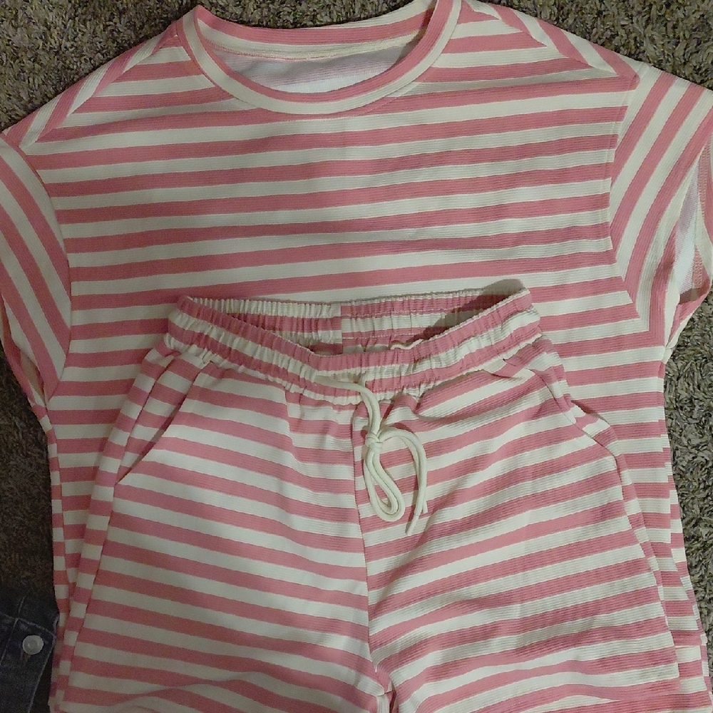 Striped Pink and White Kids Pajamas